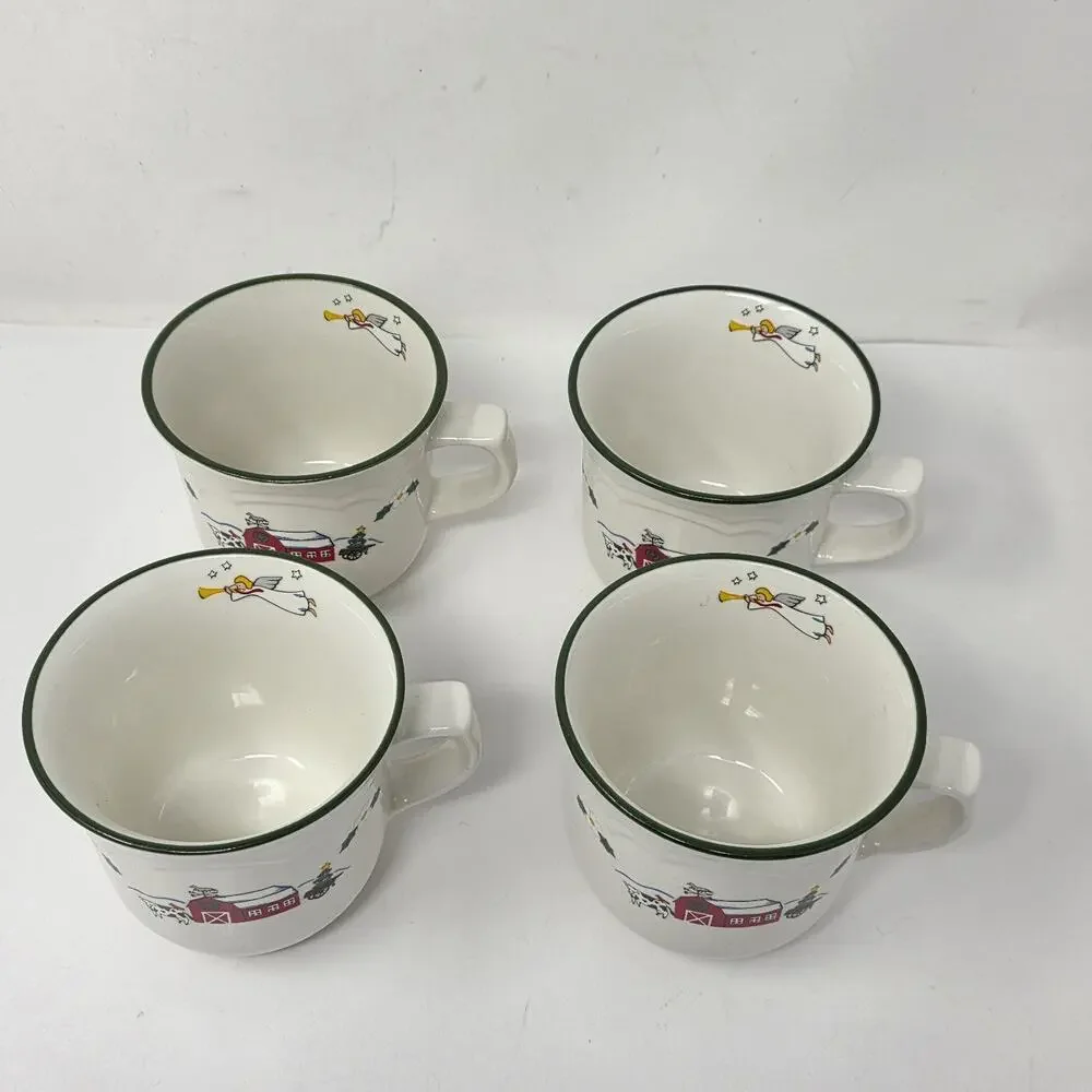 Pfaltzgraff Snow Village 12oz Adorable Coffee Mugs Original VTG 1994 nSet of 4